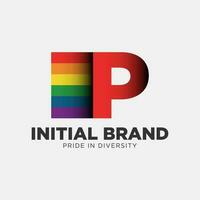 letter P rainbow color pride community and company initial vector logo design