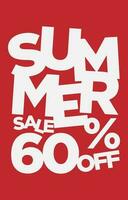60 percent off summer sale promotional typography vector design element