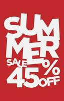 45 percent off summer sale promotional typography vector design element