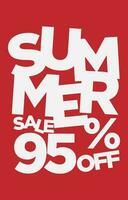 95 percent off summer sale promotional typography vector design element