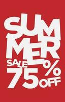 75 percent off summer sale promotional typography vector design element