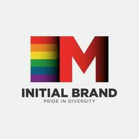 letter M rainbow color pride community and company initial vector logo design