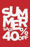 40 percent off summer sale promotional typography vector design element
