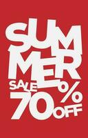 70 percent off summer sale promotional typography vector design element