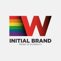 letter W rainbow color pride community and company initial vector logo design