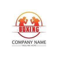 Boxing icon set and boxer design illustration symbol of fighter vector