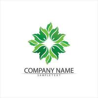 Tree leaf vector and green logo design friendly concept