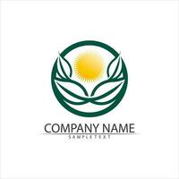 Tree leaf vector and green logo design friendly concept