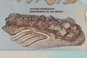 Zenu artificial water channels on the twenty thousand Colombian pesos bill photo