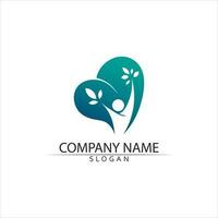 Tree leaf vector and green logo design friendly concept