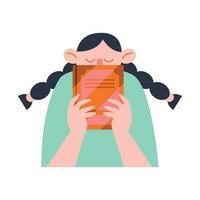 woman reading text book character vector