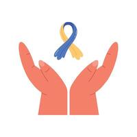 hands with down syndrome ribbon icon vector