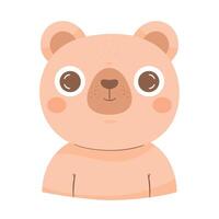 cute pink bear animal character vector