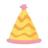 yellow party hat accessory icon vector