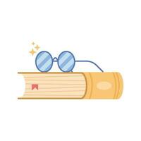 text book with eyeglasses icon vector