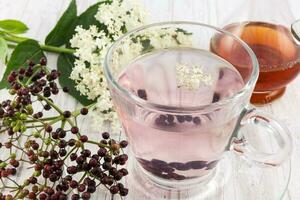 Elderberry infusion in water. Sambucus nigra photo