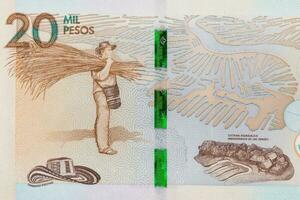 Details on the twenty thousand Colombian pesos bill photo