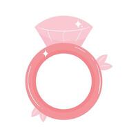 pink engagement ring with diamond vector