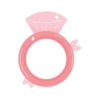 pink engagement ring with diamond vector