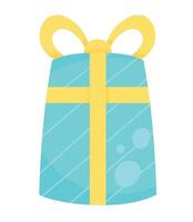 blue gift box present icon vector