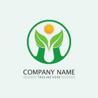 LEAF AND NATURE TREE LOGO FOR BUSINESS VECTOR GREEN PLANT ECOLOGY DESIGN