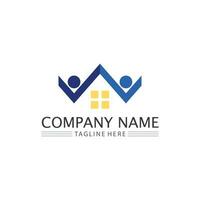 Human and people logo design Community care icon vector