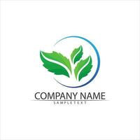 Tree leaf vector and green logo design friendly concept