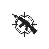 Gun logo and Army soldier sniper shot vector Design Illustration military shot revolver