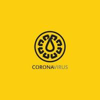 corona virus logo vector de virus, logo de vacuna, icono de bacteria de infección y peligro de atención médica distanciamiento social pandemia covid 19