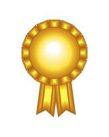 golden badge award icon white background vector