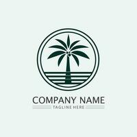 Palm tree summer logo template vector