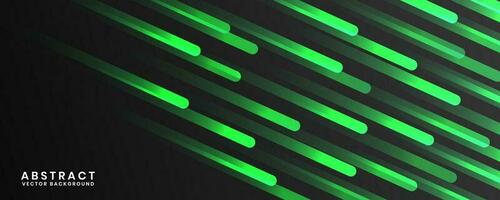 3D black geometric abstract background overlap layer on dark space with green rounded lines decoration. Modern graphic design element striped style concept for banner, flyer, card, or brochure cover vector