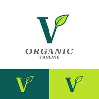 hoja orgánico logo diseño vector