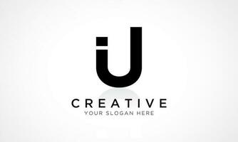 IU Letter Logo Design Vector Template. Alphabet Initial Letter IU Logo Design With Glossy Reflection Business Illustration.