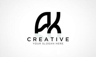 AK Letter Logo Design Vector Template. Alphabet Initial Letter AK Logo Design With Glossy Reflection Business Illustration.