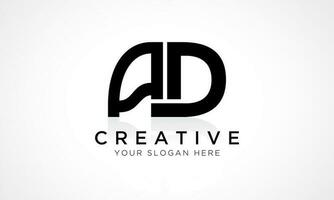 AD Letter Logo Design Vector Template. Alphabet Initial Letter AD Logo Design With Glossy Reflection Business Illustration.