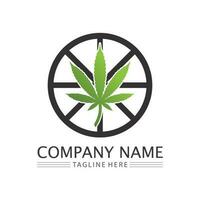 logotipo de cannabis y diseño de vector de icono de hoja de marihuana