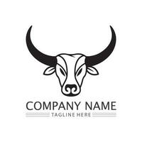 Bull logo and horn symbols cow vector template icons app