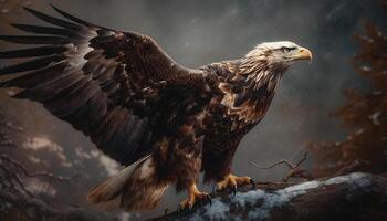 majestuoso pájaro de presa se extiende alas en vuelo generado por ai foto
