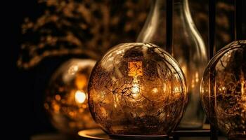 Glowing glassware illuminates elegant celebration indoors generated by AI photo