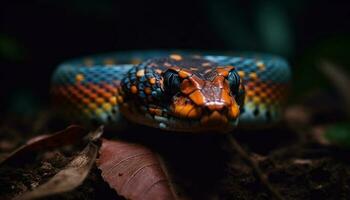 Yellow viper reveals spooky pattern generated by AI photo