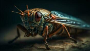 escalofriante mosca doméstica antihigiénico retrato en extremo generado por ai foto
