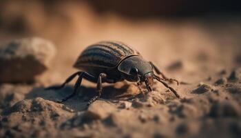 Small weevil crawling on leaf, focus foreground generated by AI photo