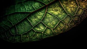 Vibrant leaf vein pattern in macro generated by AI photo