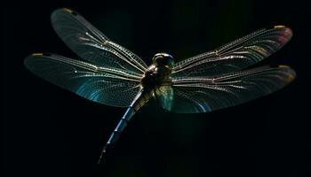 Dragonfly wing showcases vibrant beauty in nature generated by AI photo