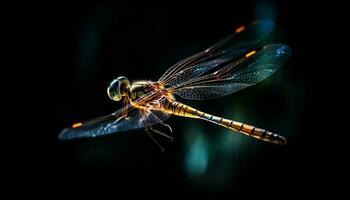 Dragonfly wing in vibrant macro beauty generated by AI photo