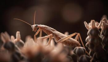 Ant leg on green leaf, extreme generated by AI photo