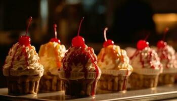 indulgente postre buffet con dulce trata en abundancia generado por ai foto