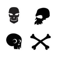 Crossbones death skull, danger or poison flat icon for apps and websites vector