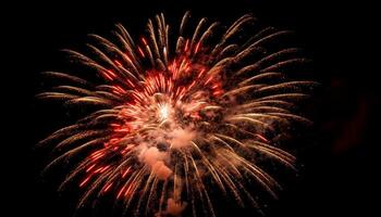 Fourth of July celebration exploding vibrant firework display generated by AI photo